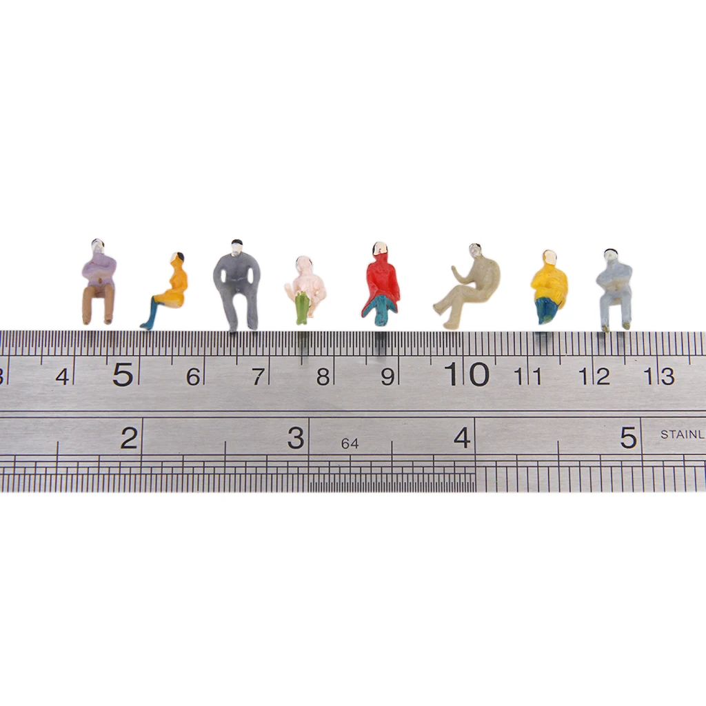 100x 1:100 HO Scale Train Painted Seated People Street Park Figures Accs