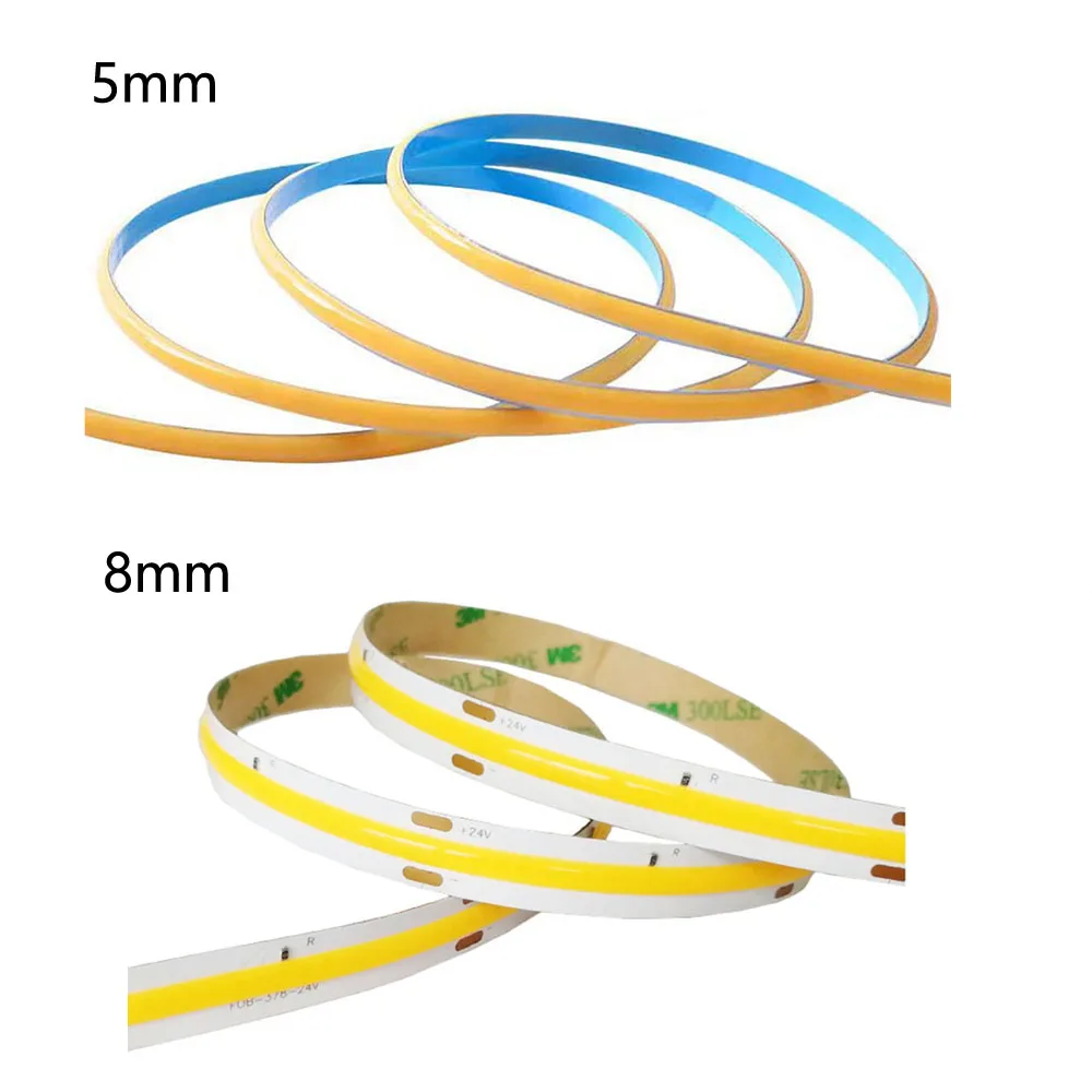 5mm FCOB LED Strip Light 384 LEDs RA90 High Density Flexible 8mm FOB COB Led Lights 3000K 4000K 6000K Linear Dimmable 12V 24V