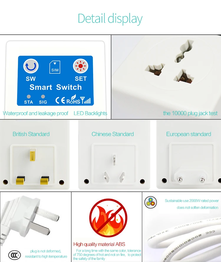 Gsm Power Socket 16A Outlet Remote Relay Switch Smart Home Controller or Temperature Sensor SMS Call Power Off Alert Gate Opener