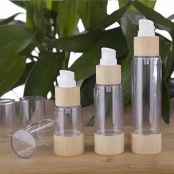 20ml/30ml/50/100ml /120ml Bamboo Vacuum Lotion Bottle Pump Portable Travel  Refillable Empty Cosmetic Makeup Emulsion Container