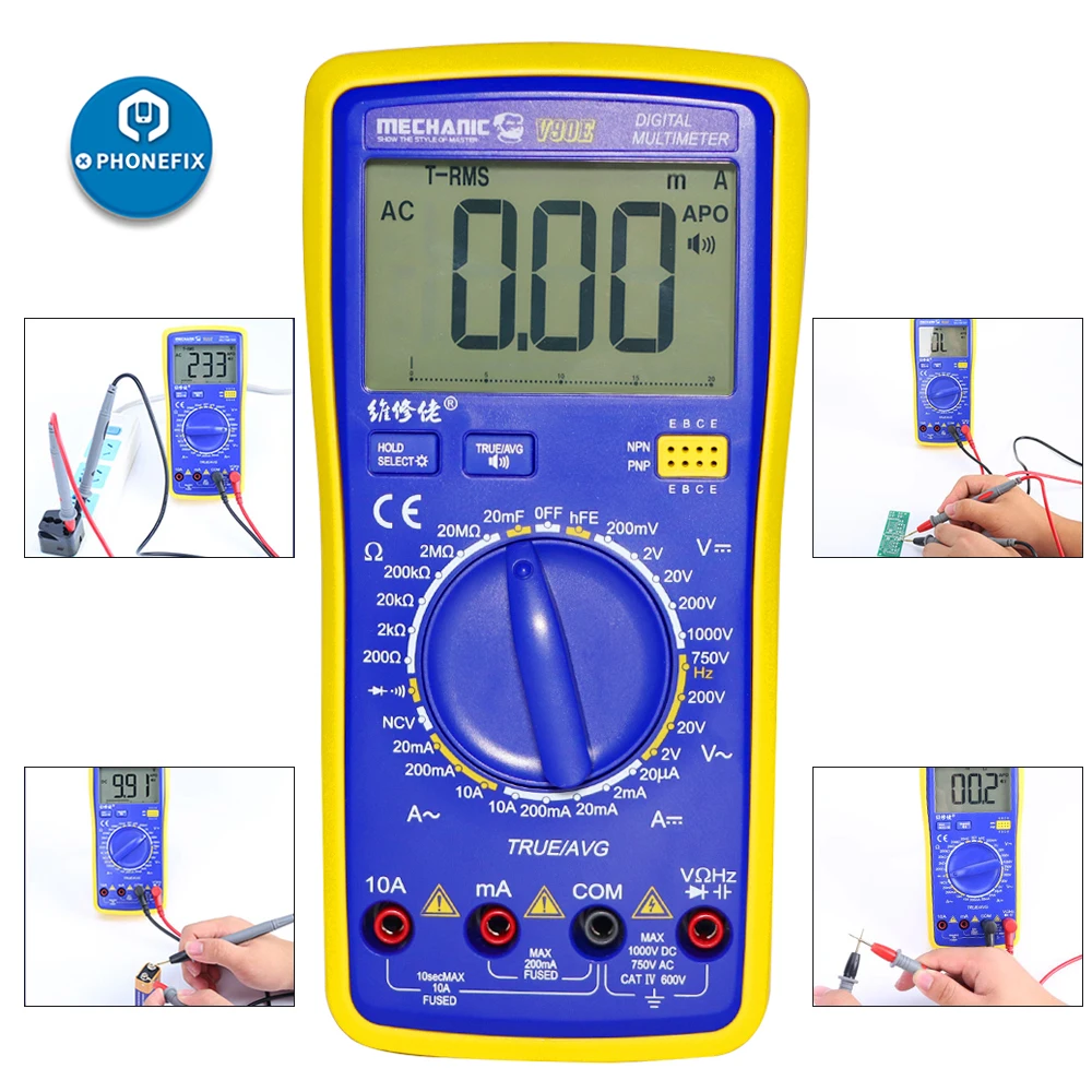 Mechanik V90E inteligentny multimetr cyfrowy wyświetlacz o wysokiej precyzji miernik wykrywający automatyczny tester zakresu uniwersalne narzędzie do naprawy Multime