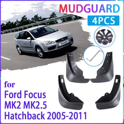 4 PCS Car Mud Flaps  for Ford Focus 2 MK2 MK2.5 Hatchback 2005~2011 Mudguard Splash Guards Fender Mudflaps Auto Accessories