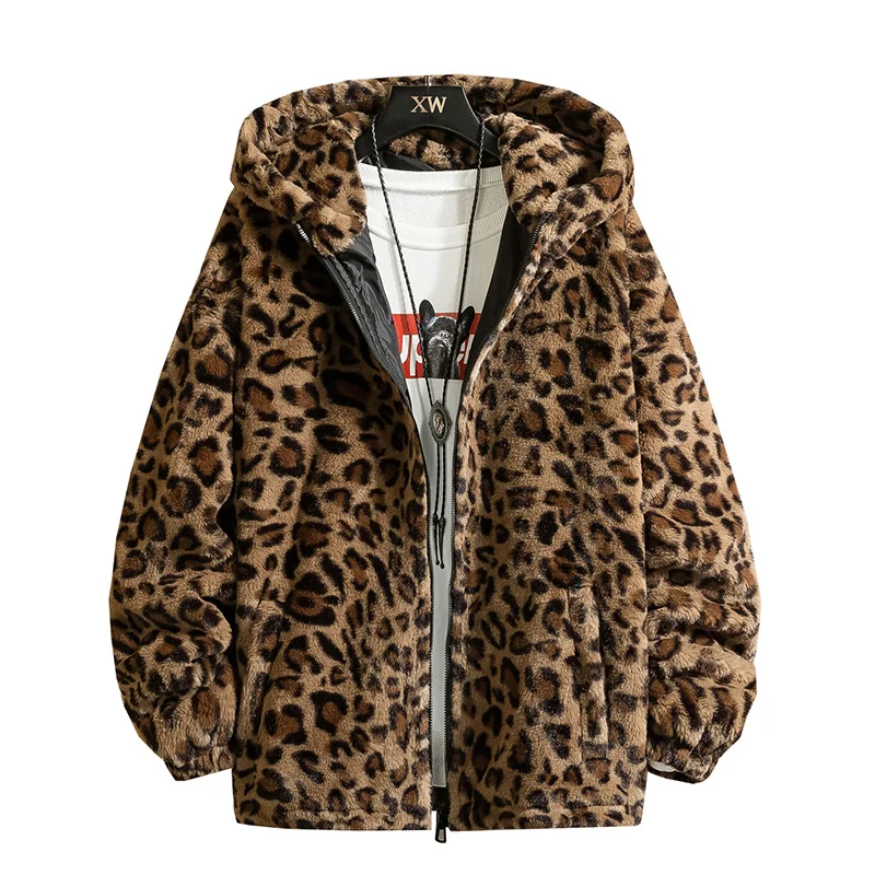 Fashion New Warm love Winter Jacket Men coat woman Hooded faux Fur Leopard Casual Slim Parka Men\'s Winter Coat