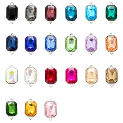 10PCS Crysta Glass Rectangle Shape Connector Charms Double Hole for DIY Earring Necklace Pendant DIY Jewelry Making Accessories