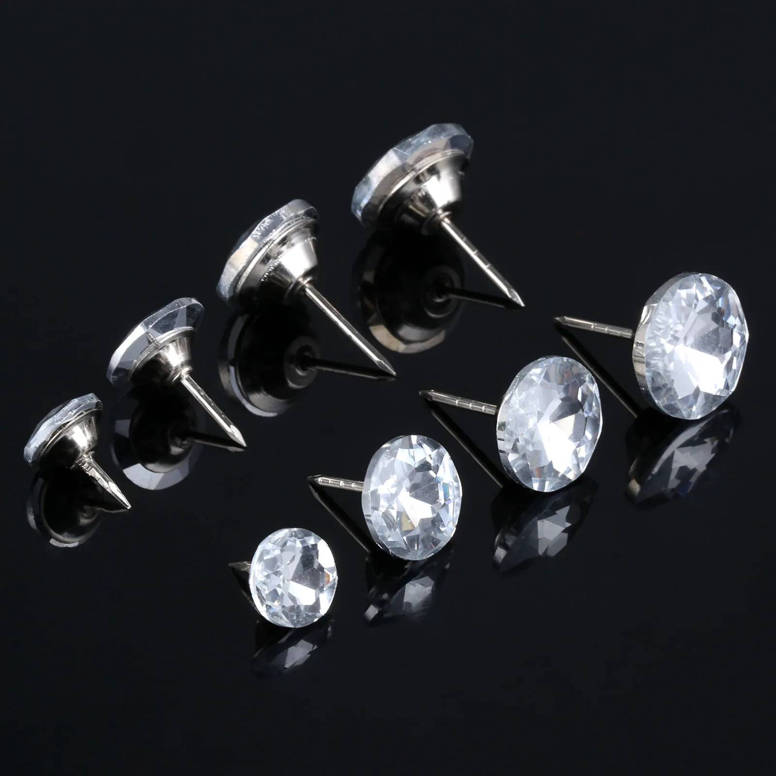 10Pcs 14/18/20/22mm Diameter Diamond Crystal Glass Upholstery Nails Button Tacks Studs Pins Craft Sofa Wall Furniture Decoration