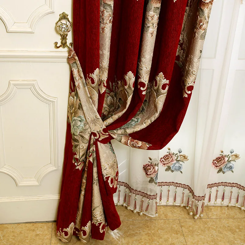 Luxury Curtains For Living Room Peacock Feather Blinds Jacquard Drapes For Bedroom Chinese Window Shading High Shading Panels