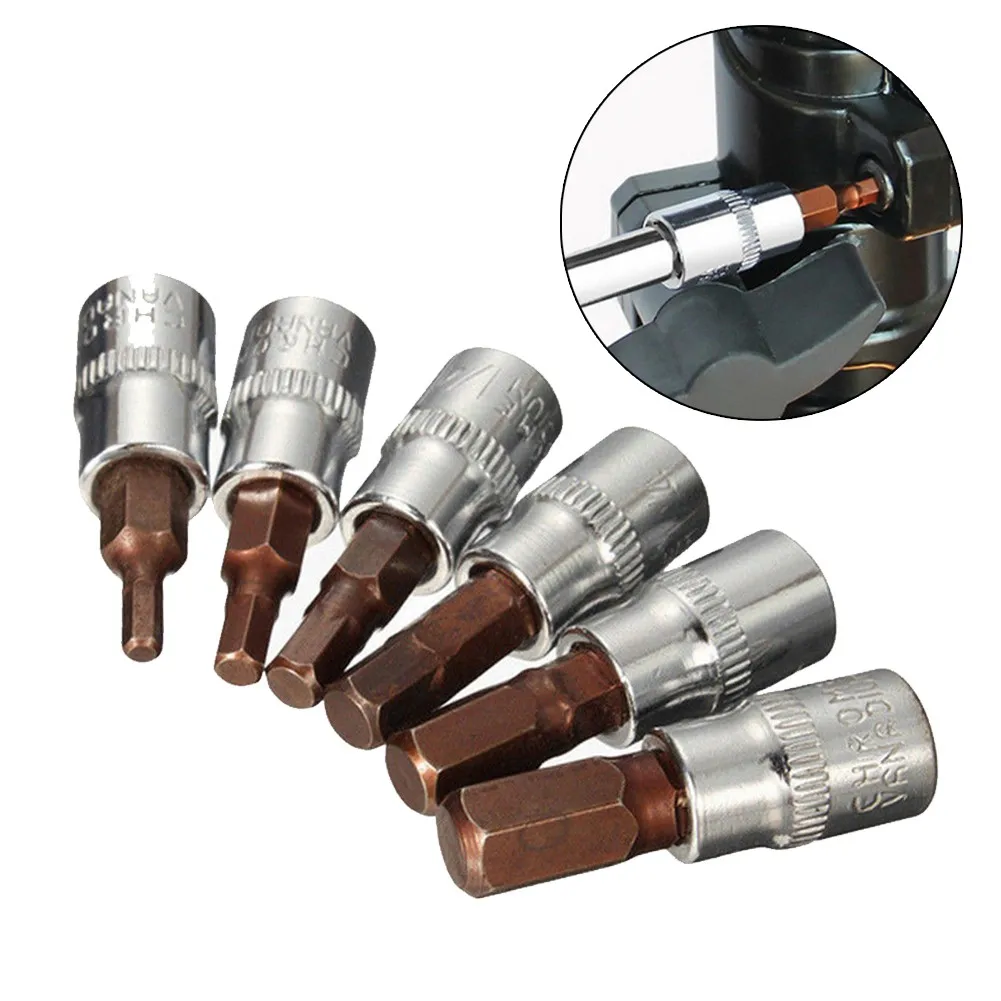 1Pc 1/4 Inch Drive Hex Bit Sockets Set Allen Key Ratchet Drive Adapter Socket Wrench Car Hand Tools H3 H4 H5 H6 H7 H8 Hand Tool