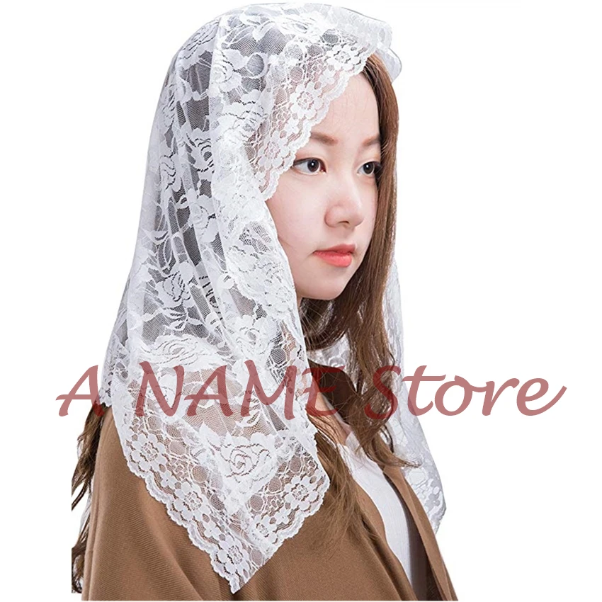 Infinity Mantilla veils Catholic for church little Girls' Kids Headcovering First Communion Lace Veil Small White Black mantille