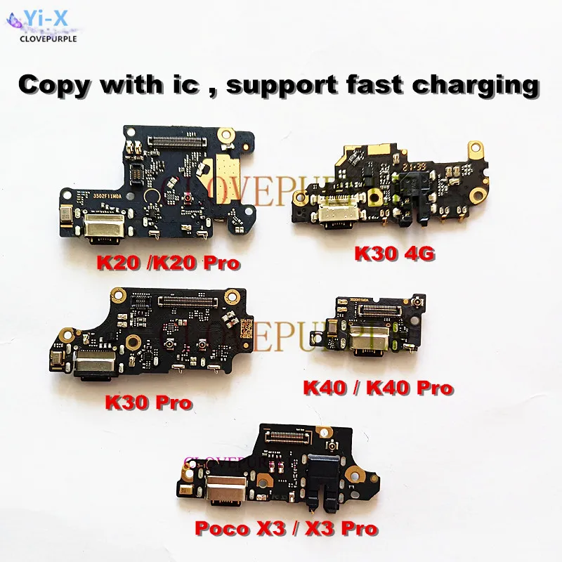 

USB Charger Charging Port For Xiaomi Redmi K20 K30 K40 Pro Poco X3 Pro Dock Connector Microphone Board Flex Cable