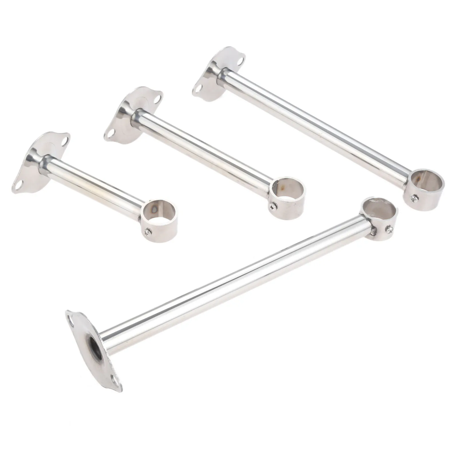 DRELD 2pcs Wardrobe Flange Base Rail Support Bracket Stainless Steel Curtain Rod Socket Fit 25mm Tube +Screws 150/200/250/300mm