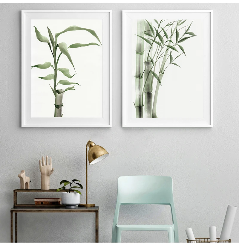 Bamboo Leaf Poster Zen Decoration New Chinese Unreal Abstract Ink Painting Print Wall Art Canvas Painting Picture for Home Decor