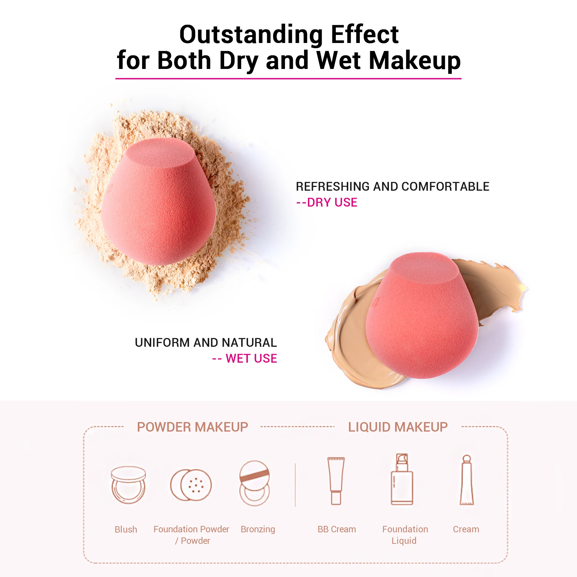 Jessup esponja de maquiagem profissional, esponja cosmética macia para mistura de base, creme corretivo, ferramentas de beleza gąbka do makijażu