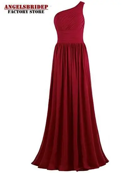 

Angelsbridep One-Shoulder Evening Dresses Simple Design Chiffon Floor-Length Pleat Vestidos De Fiesta Wedding Guest Party Gowns