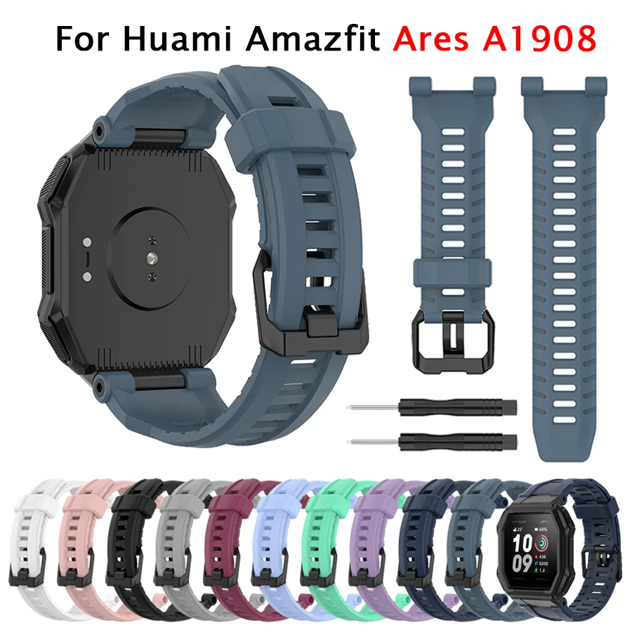 For Huami Amazfit Ares Soft Silicone Sport Watchband Strap For Xiaomi Amazfit A1908 Wrist Band Replacement Bracelet Accessories