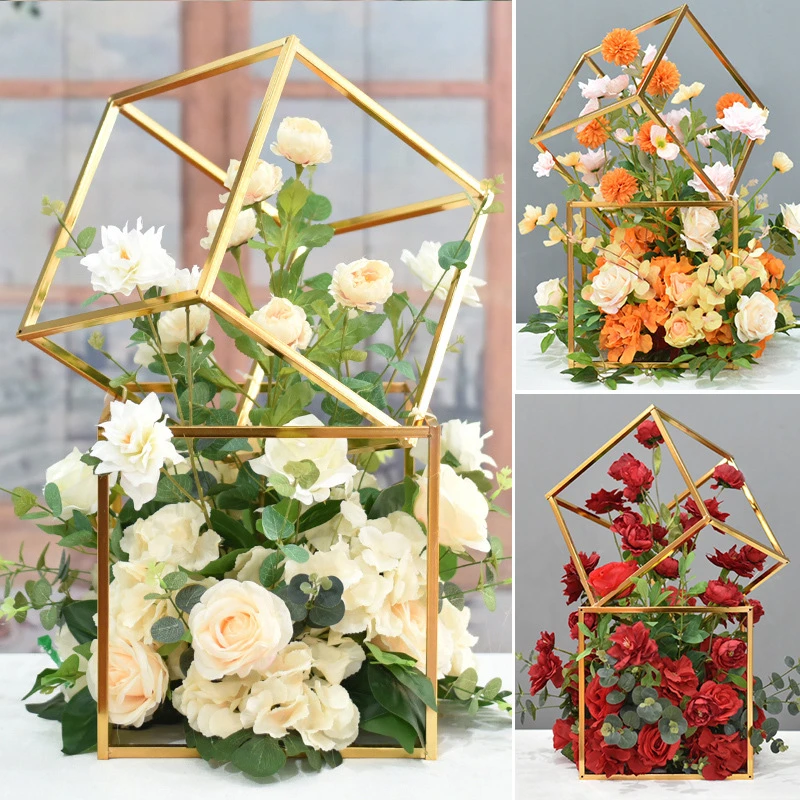 10 PCS Gold Vase Column Flowers Stand Metal Road Lead Wedding Table Centerpiece Flower Rack Event Party Decoration IM812