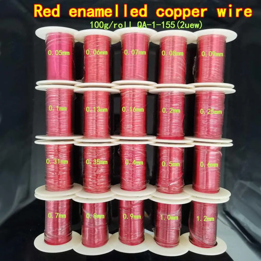 Qa-1-155 Magnet Wire 0.13mm 0.16  0.2  0.25mm 100G Red Magnet Wire 0.8 Mm Enameled Copper Wire Magnetic Coil Winding