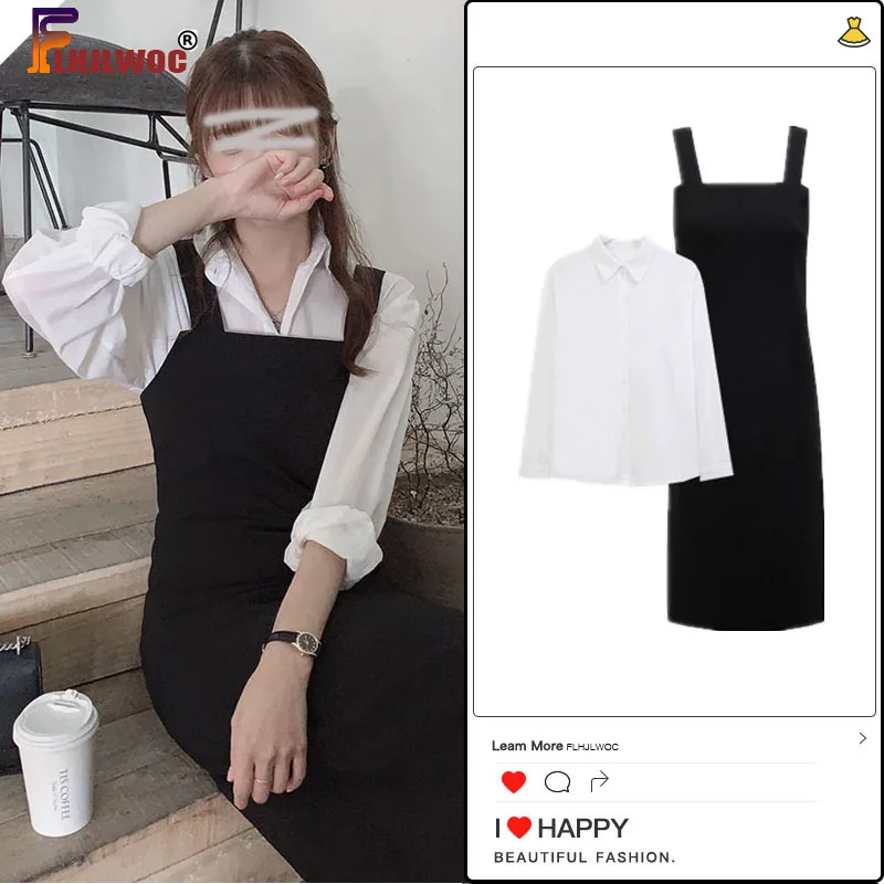 Korean Design Clothes Chic Dress 2020 Autumn Fall Preppy Style Girls Cute Sweet Lady Women Square Collar Sling braces Dresses