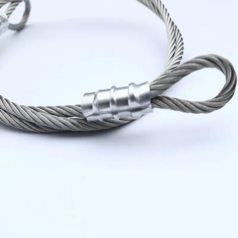 HQ 1.5-10MM Dia Stainless Steel Wire Rope Sling Cable Lifting Sling Assemblies with Strong Fastened Eye Loops Custom Made