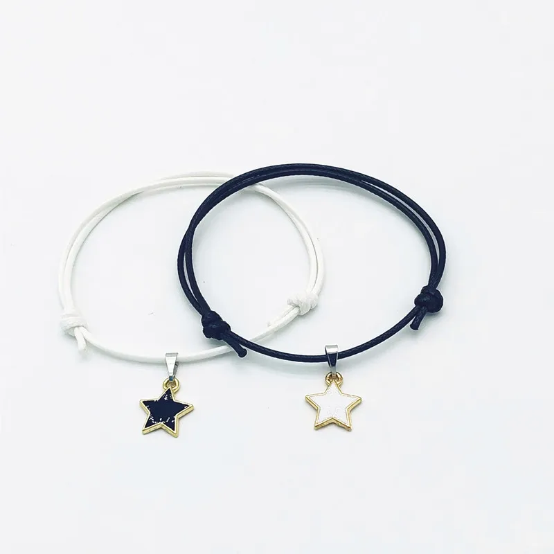 New arrival Paired Bracelets for Women and Men Couple Bracelets Black and White Rope Chain Fashion Stars Charm Lucky  Bracelet