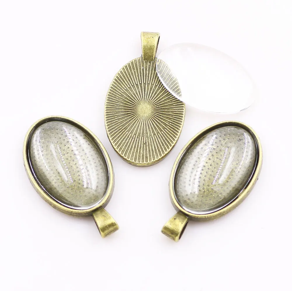 5pcs/lot Retro Pendant 18X25/20X30/30X40mm Oval Cabochon Base Setting Charms Pendant Bezel Tray For DIY Jewelry Making Finding