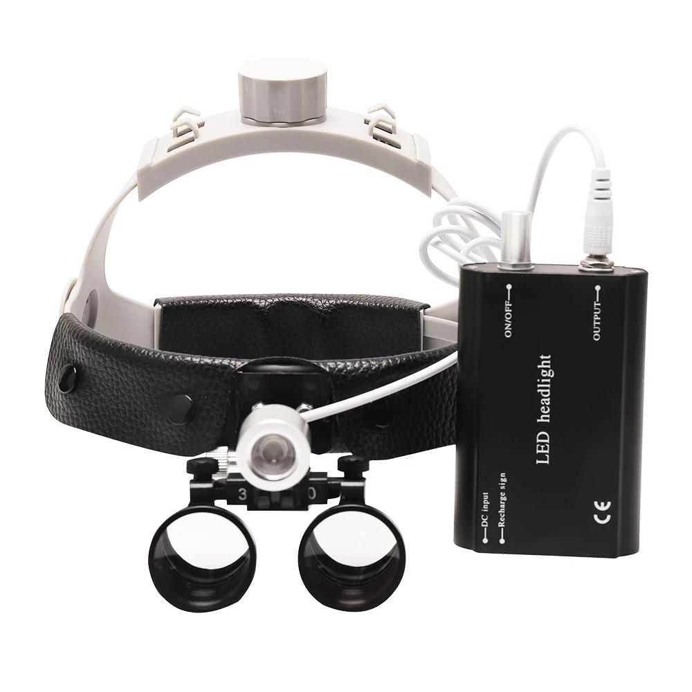 Dental Binoculars 2.5X 3.5X Dental Head Magnifier with Wired Light Headlight Surgical Lamp Surgery Dental Unit Lamp