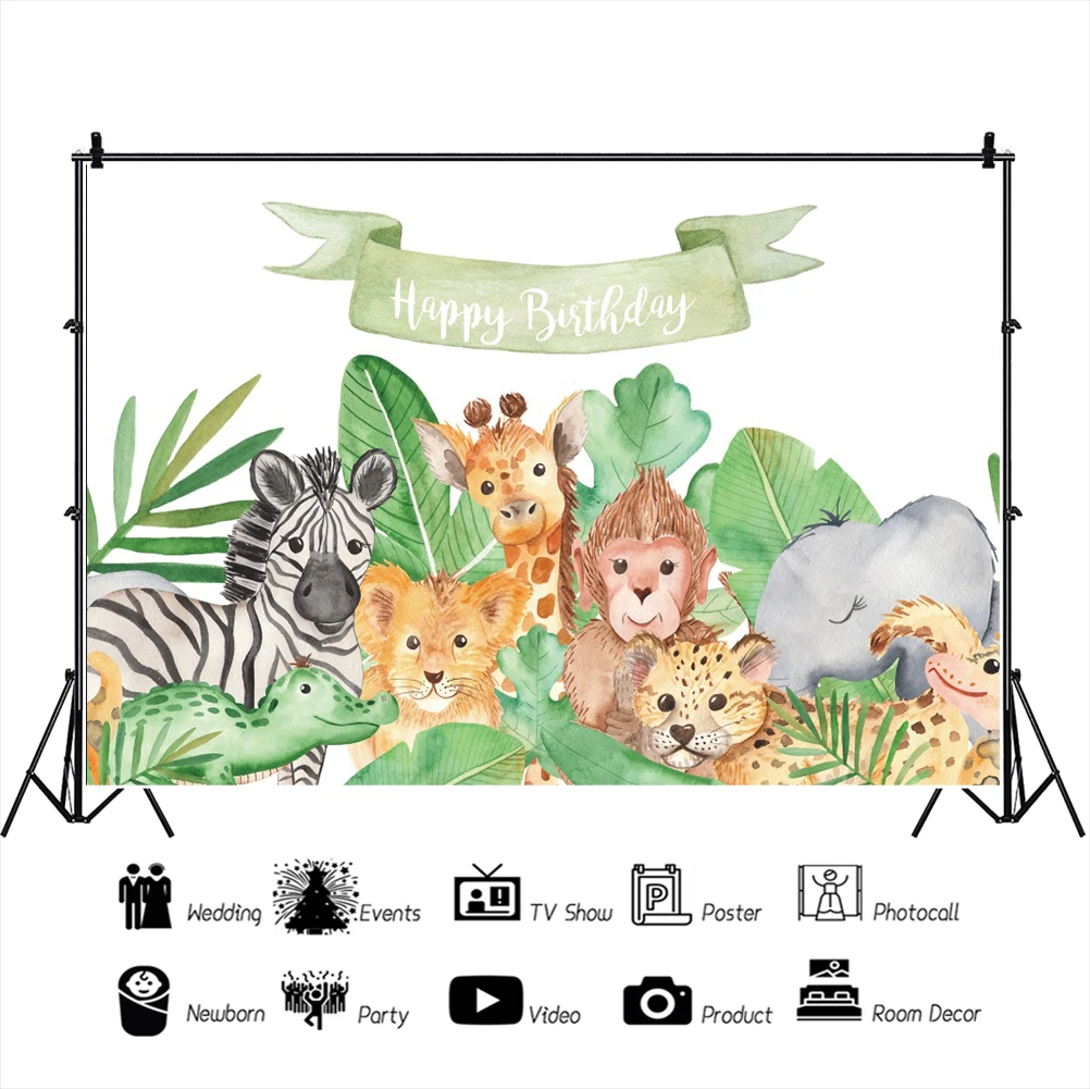 Laeacco джунгли сафари день рождения фотосессия ребенок портрет Фотофон фотографические фоны