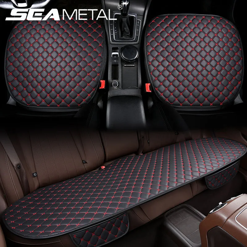 SEAMETAL Artificial Leather Car Seat Covers Four Seasons Car Seat Cover Interior Leather Seats Protector Chair Mats Accessories