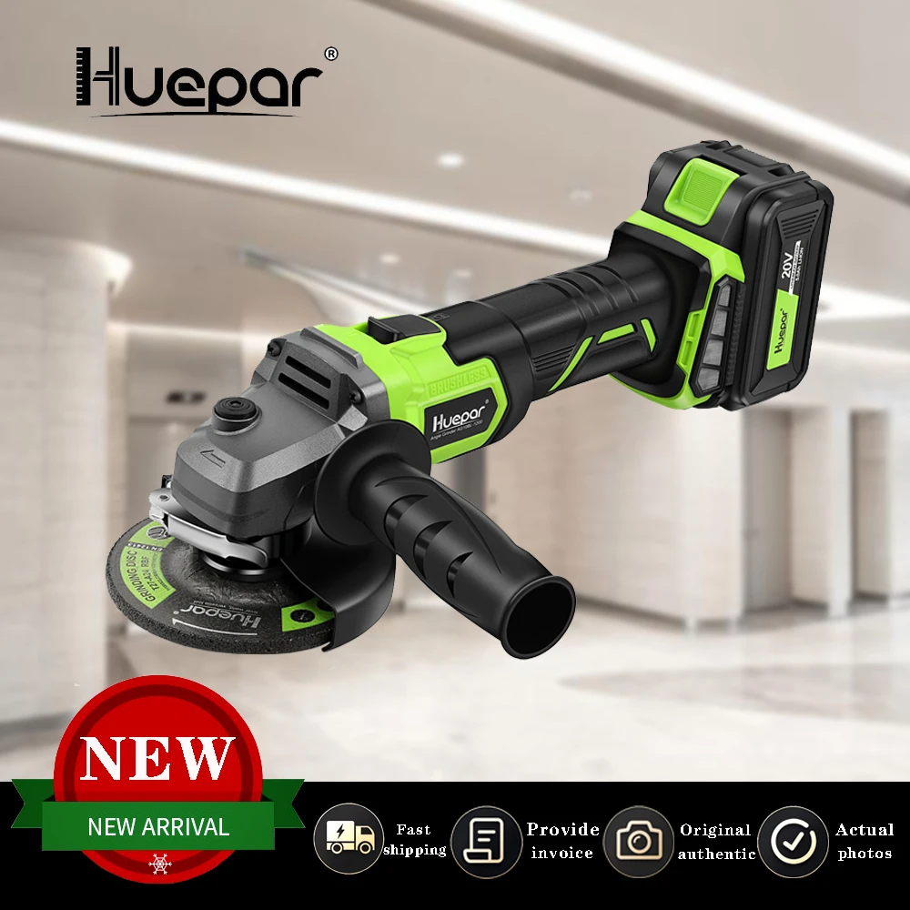 Huepar Cordless Angle Grinder 20V 5.0Ah Li-ion Battery 8500PRM Machine For Cutting Grinding Electric Angle Grinder Power Tools