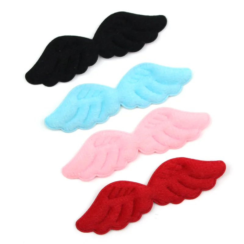 30Pcs 3*10cm Furry Angel Wing Shape Appliques for Clothing Patches Sewing Supplies Hair Hat Decor Ornament Accessories