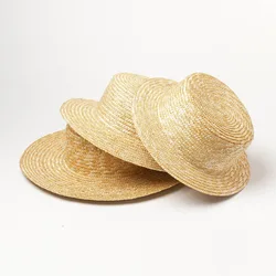 Customized Solid Color Straw Hat Boater Cap Summer Fedoras Beach Sun Hat Mateial Top Hat Craft Fascinator Base