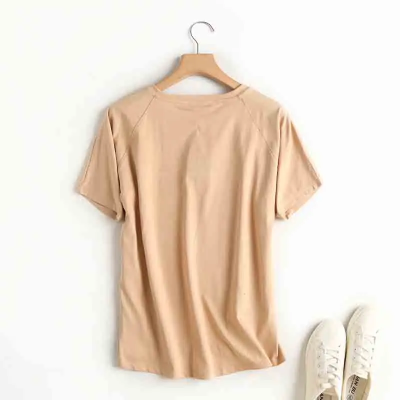 Withered Summer T shirt Women England Style Simple Solid O-Neck Cotton Match Basic Harajuku Tshirt 2024