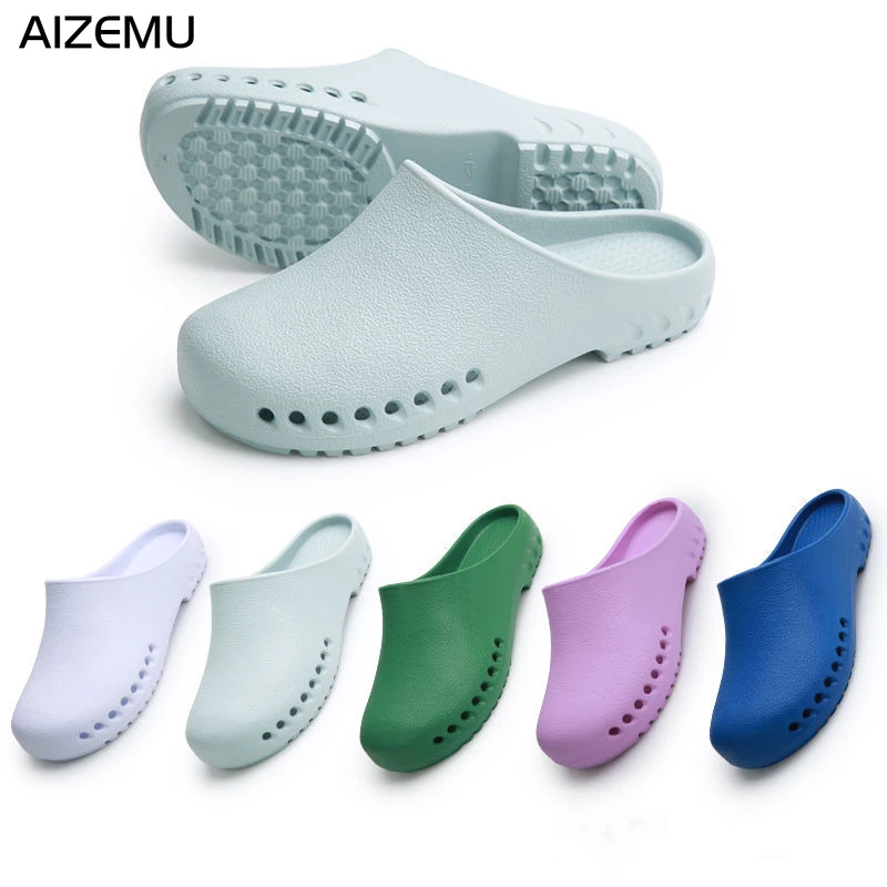 Woman Summer Nurse Clogs Surgical Doctor Shoes Non-slip Operating Room Slipper Blue Lab Slipper Medical shoes for men Breathable