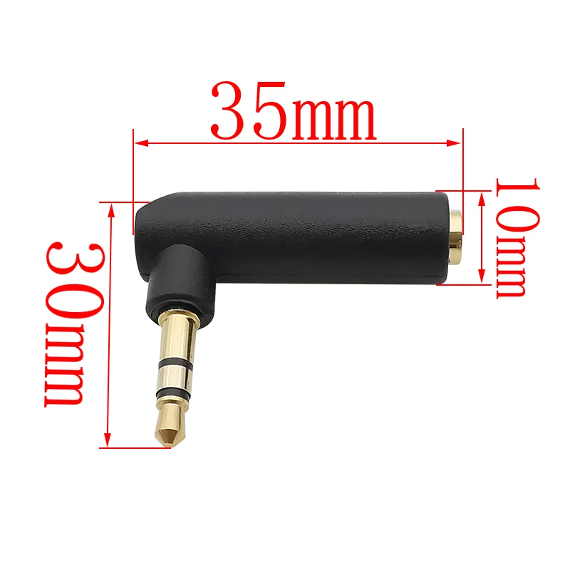 1Pcs Gold-plated Connector 3.5 Jack Right Angle Female to 3.5mm 3 Pole Male Audio Stereo Plug L Shape Adapter Connector