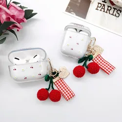 For AirPods 4 Case Dream Cherry Pattern Soft Earphones Case For AirPods 3 Pro 2nd Bluetooth Headset Protect Cover Cute Keychain
