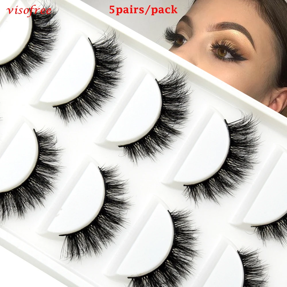 Visofree – Faux cils 3D en vison, Volume naturel, duveteux, doux et vaporeux, réutilisables, maquillage des yeux, 3/5/10 paires