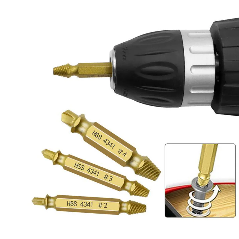 Khoan Sắt HSS 6 Phủ Titan Lục Giác Mũi Vít Hút Gãy Trượt Đường Chỉ Bị Phá Vỡ Dây Dụng Cụ Tháo Vỡ Dây Hút