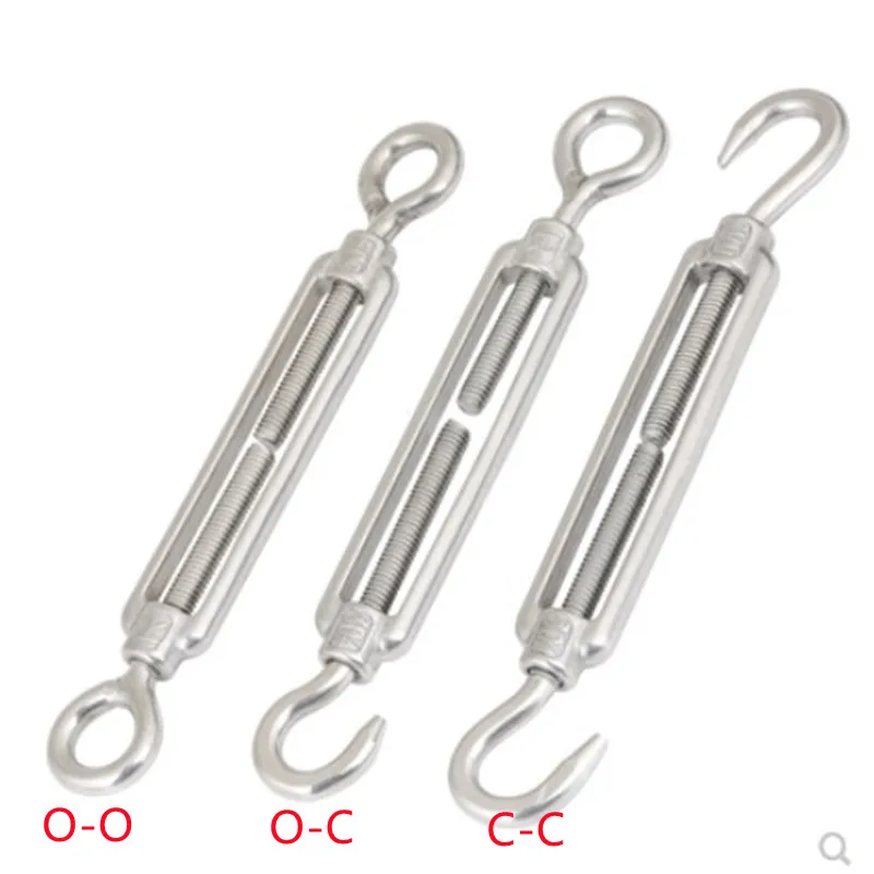 1pcs M4/M5/M6/M8 304SS Turnbuckle Bolt Hook Rigging Eye Screw Wire Rope Tensioning Tightener Tight Connector