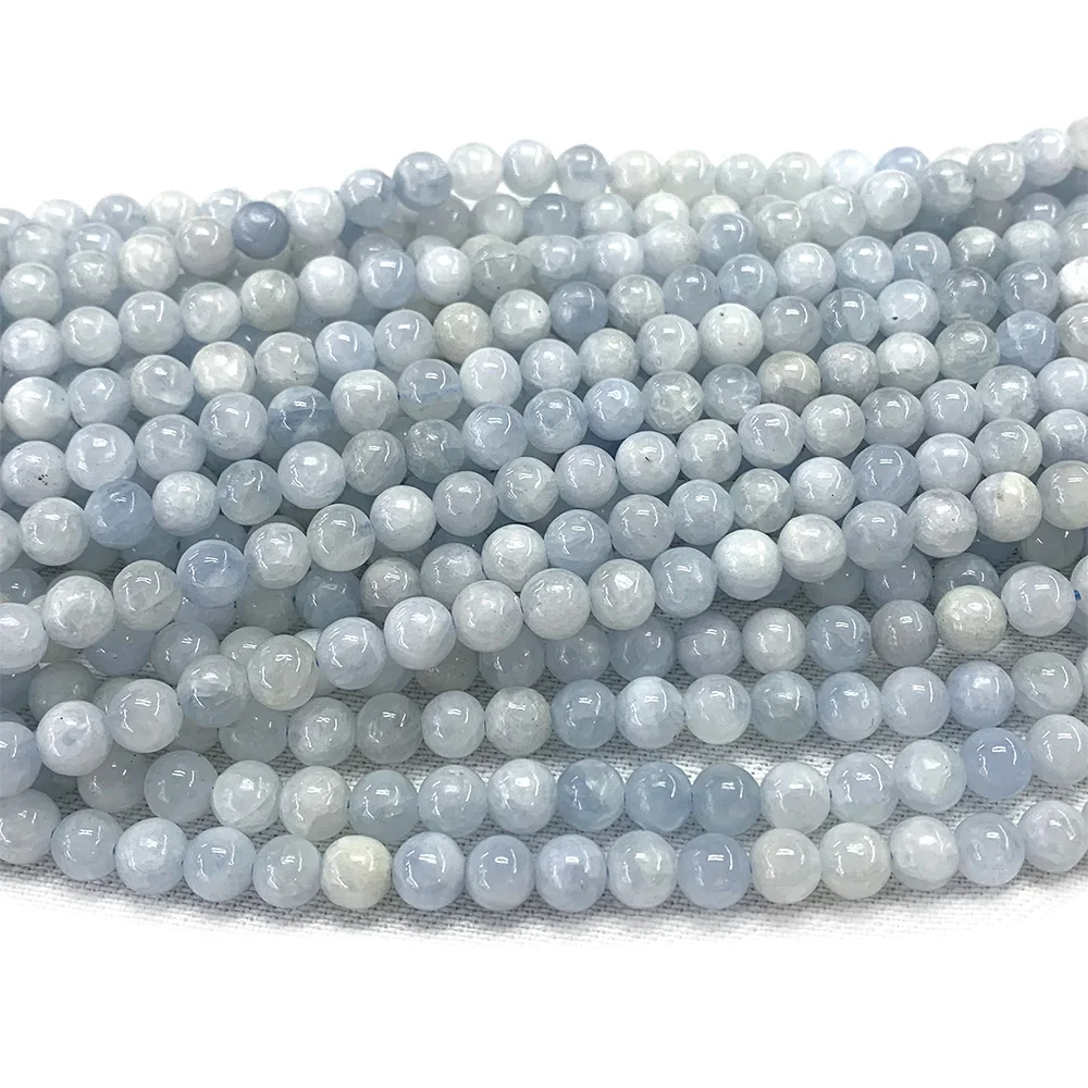 Veemake Natural Blue Angelite Anhydrite Celestite Celestine Round Loose Beads 6mm 8mm 10mm 12mm