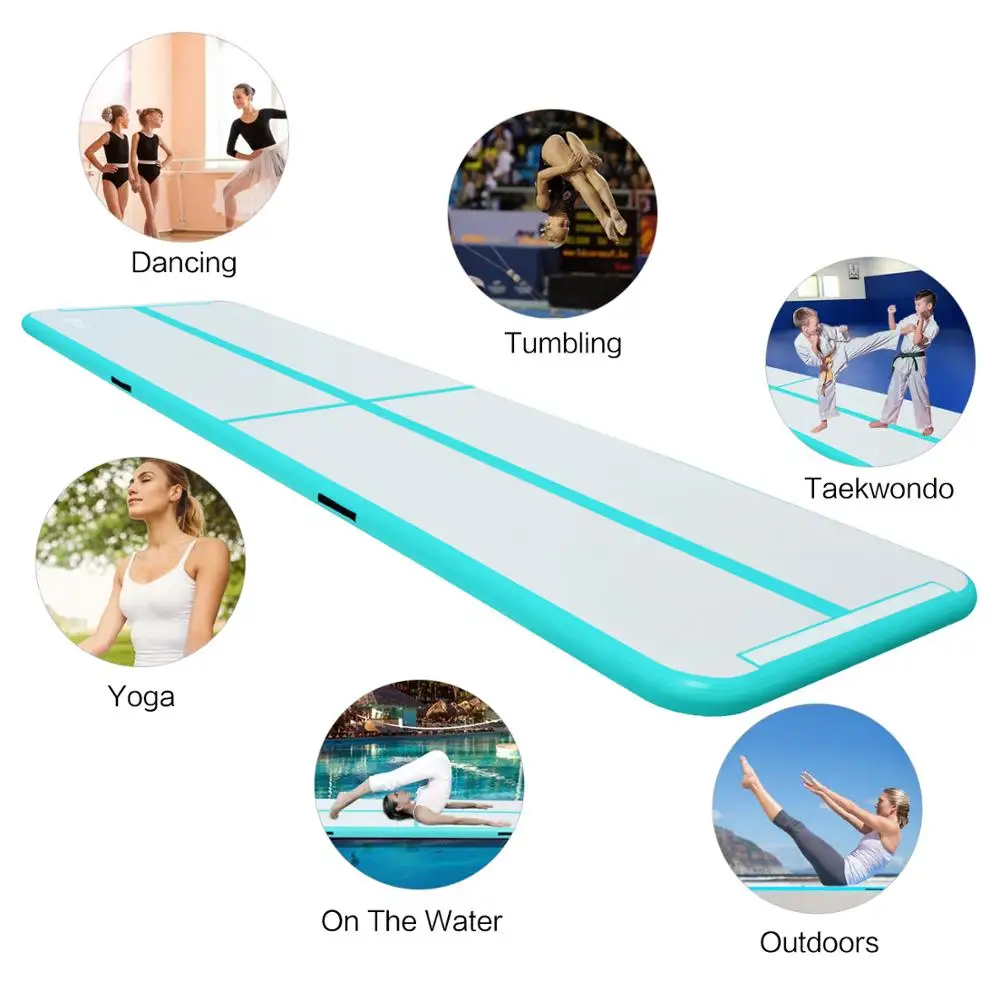 Airtrack Tumbling Mat, ความยาว 10ft ถึง 15 Ft ยิมนาสติก Air Track Mat Air แผ่นพื้น + ปั๊มไฟฟ้าการฝึกอบรม/เชียร์ลีดเดอร์