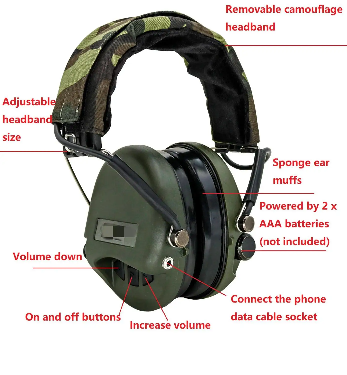 Tciheadset tático msasordin fone de ouvido airsoft militar caça tiro earmuffs redução ruído airsoft tático fone de ouvido