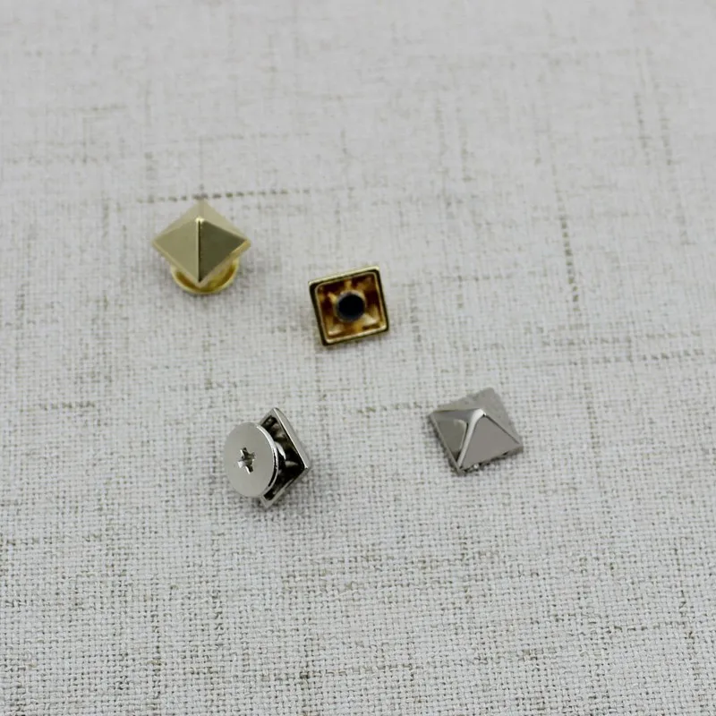 50pcs 10pcs 8mm Copper metal screw type pyramid rivet bag studs perforated copper rivet button