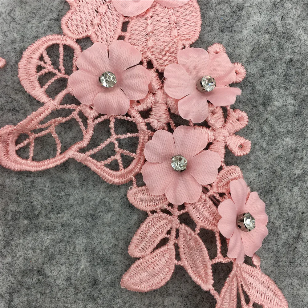 3D Three-dimensional Flower Decoration Applique Rhinestone DIY Lace False Collar Embroidery Clothing Craft Supplies Accessories