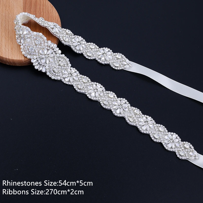 NZUK Rhinestone Bridal Belt Wedding With Crystal Diamond Wedding Dress Accessories Belt Sash 19cm-89cm Belt Sash For Women