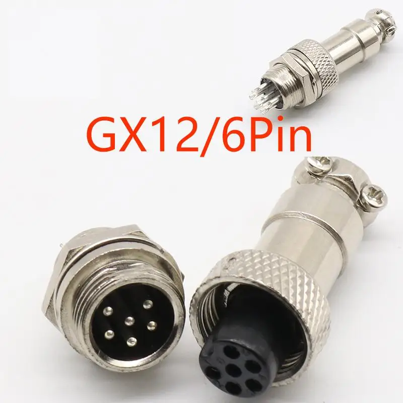 1pcs GX12 6 Pin Male & Female 12mm Wire Panel Connector Aviation Plug L92 GX12 Circular Connector Socket Plug