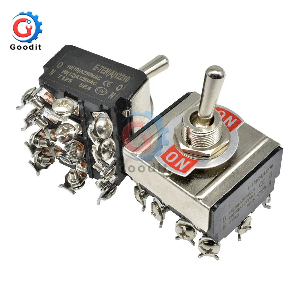 E-TEN(A) 12210 E-TEN(A) 12310 Miniature Toggle Switch 250V 16A Mini Toggle Switch Hole Silver Contact Rocker E-TEN(A)12210 12310