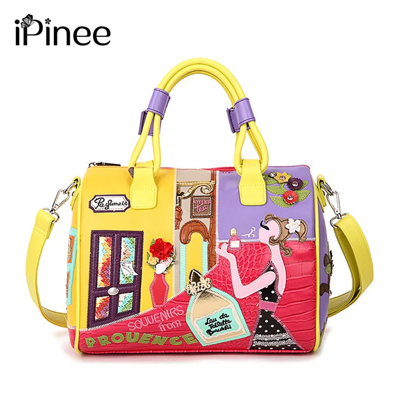 iPinee Candy Color Handbags High Quality Fashion Italian Leather Bags Famous Brands Stylish Female Tote Bag
