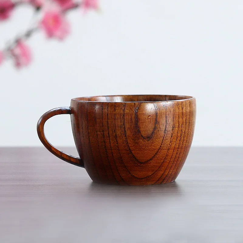 260ml Wooden Tea Cup Beer Mugs With Handgrip Tableware Beer Dining Cups Bar Drinkware Eco-friendly 1PC/2PCS/4PCS