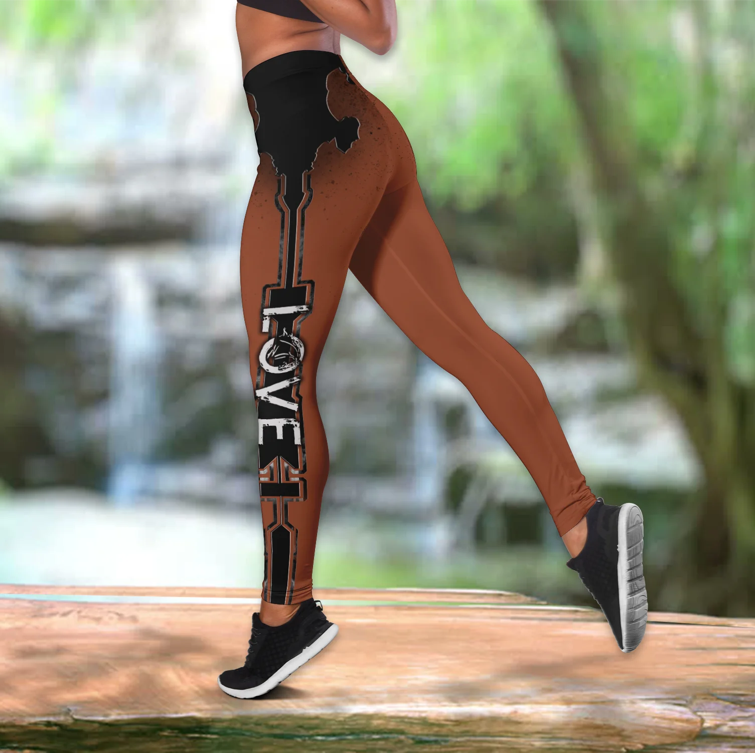 美しい愛の馬 3D オールオーバープリント中空タンクトップ & レギンスセットフィットネス女性全身レギンスランニングパンツ DDK69