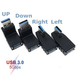 High Speed 5Gbps 90 Degree Left/Right/Up/Down Angle USB 3.0 Type A Male to Female M/F Adapter Connector For Laptops U Disk