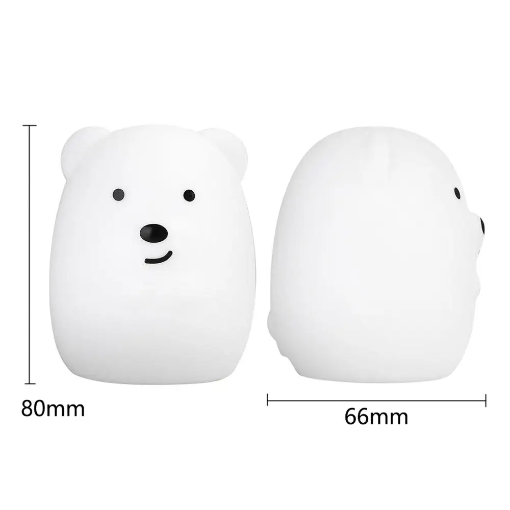 Cartoon Mini Bear Rabbit Hippo LED Night Light 9 Colors Silicone Bunny Animal Lamp Bedroom Bedside Lamp for Children Kids Baby